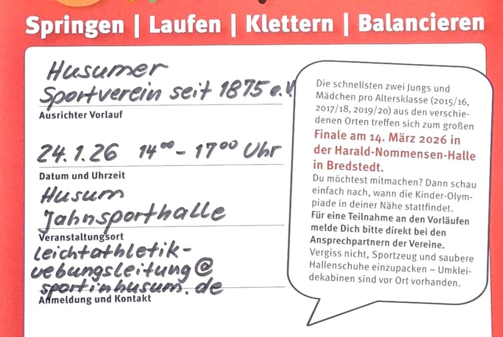 Kinderolympiade beim HSV – Vorlauf am 24.01.2026