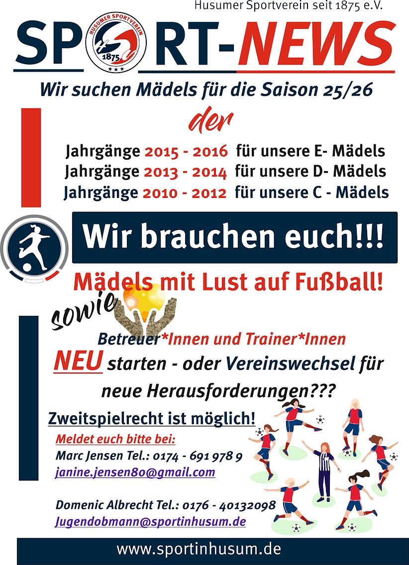 Vereinsplakat Fußball Mädchen Damen 012025 Sport News